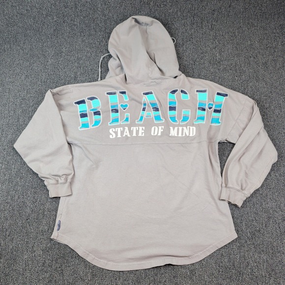 Spirit Jersey Lulus Beach State of Mind Hoodie Medium Gray Cotton Oversized USA — photo 2